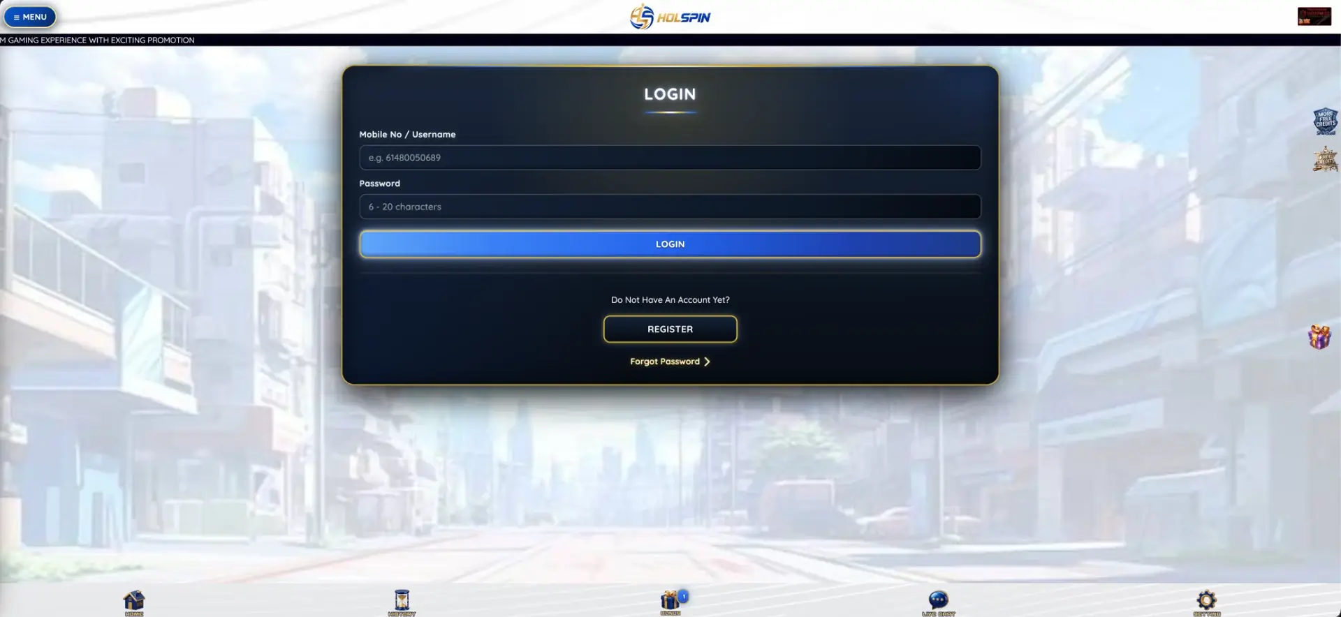 Holspin Login at Holspin Casino