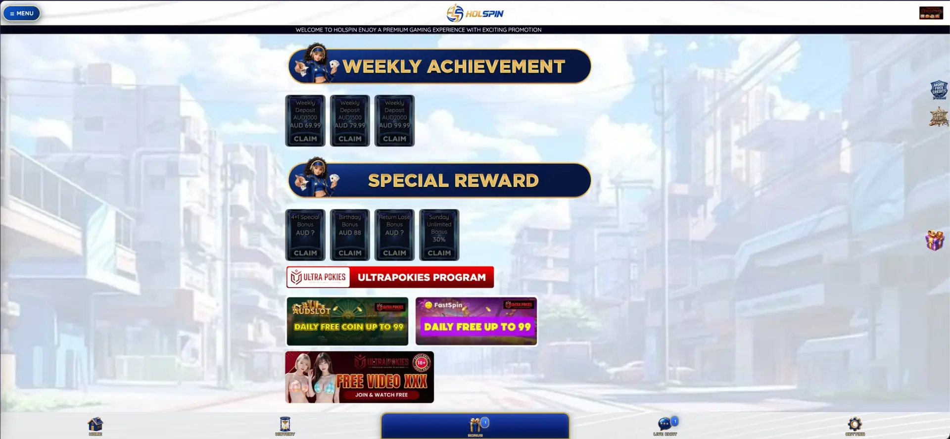 Holspin weekly rewards